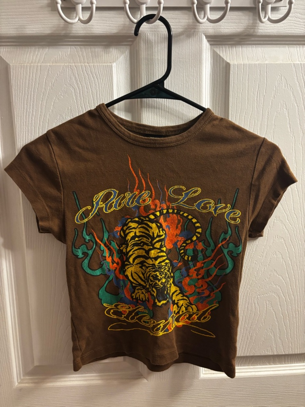 Urban Outfitters Brown Tiger Graphic Crop Tee